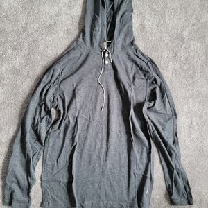 Grey long sleeve tee with hood